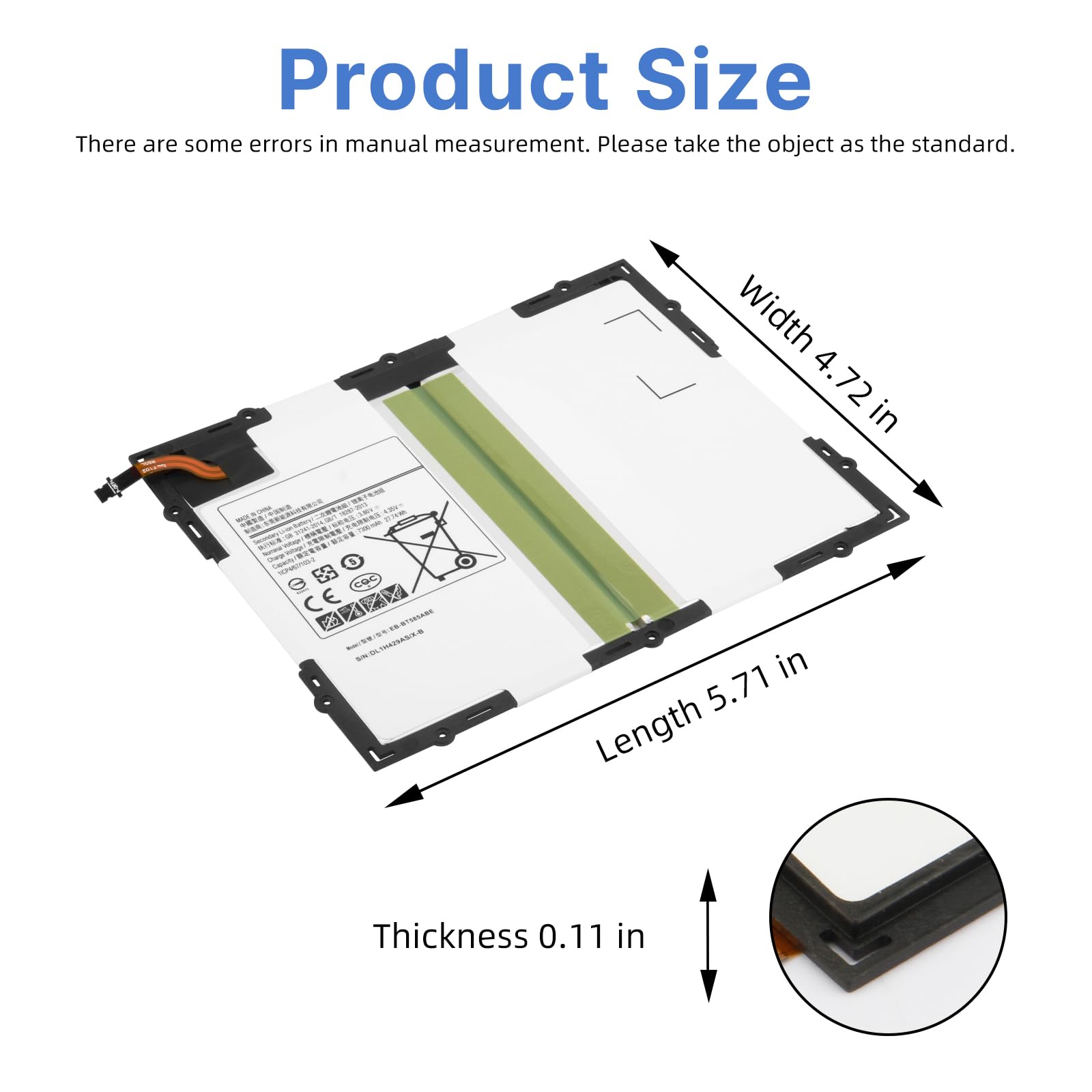 Samsung Galaxy Tab A 10.1 2016 Batterie EB-BT585ABE 27.74Wh 7300mAh SM-T580 SM-T585 T585C SM-T587 SM-T587P S-Pen SM-P580 P580N SM-P585 P585M P585Y 3G 4G LTE WiFi