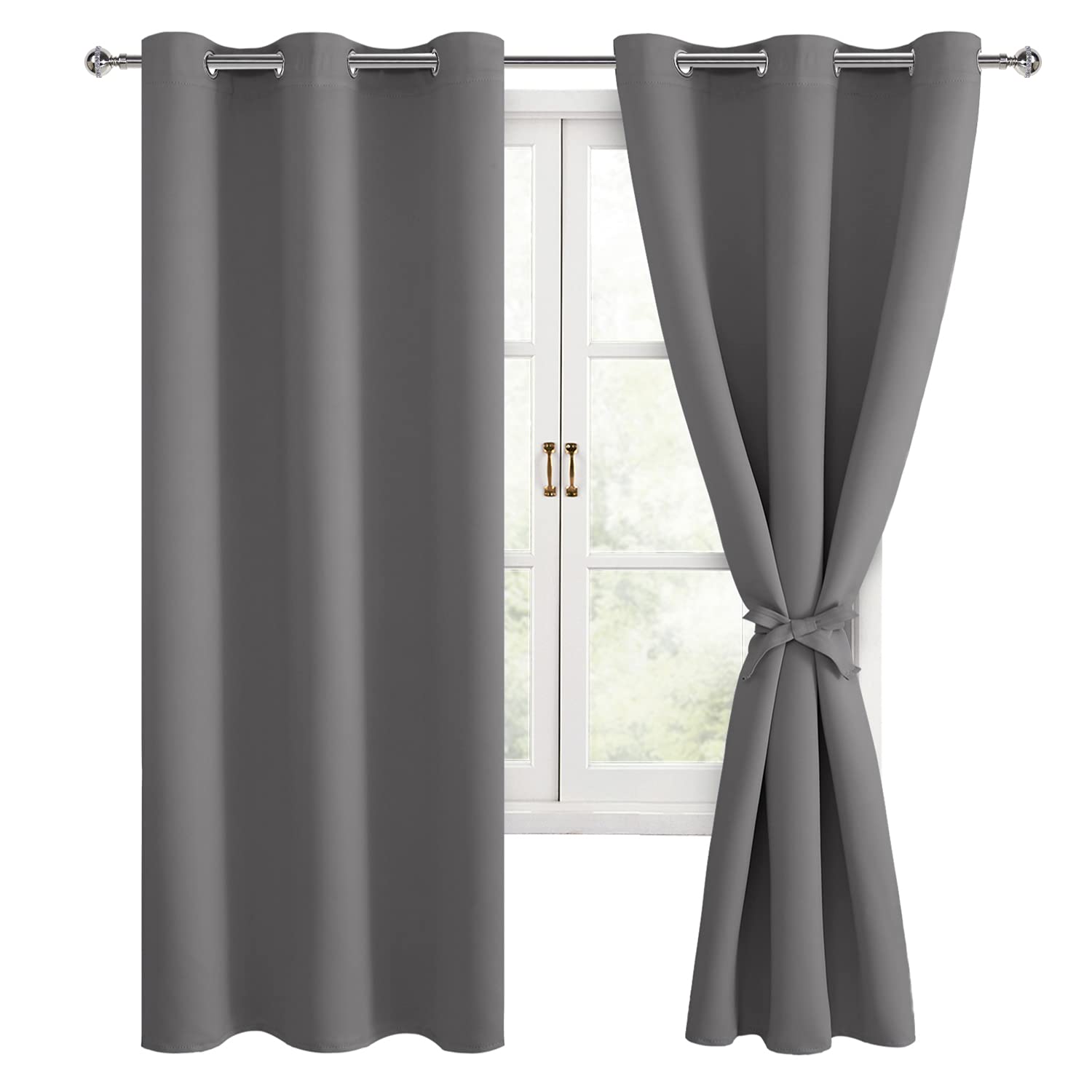 Hiasan Blackout Curtains for Bedroom, 38 x 63 Inches Length - Thermal Insulated & Light Blocking Window Curtains for Living Room, 2 Drape Panels Sewn