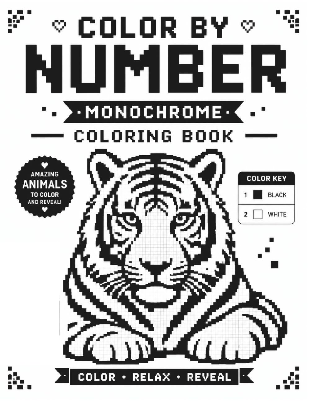 Color by number monochrome animals : A Relaxing Pixel Art Color-by-Number Adventure .