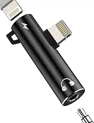 Adaptador Lightning para conector de fone de ouvido de 3,5 mm, cabo divisor de carregador auxiliar (2 em 1) para iPhone 14 13 12 Pro Max para conector de áudio da Apple, fone de ouvido para iPad