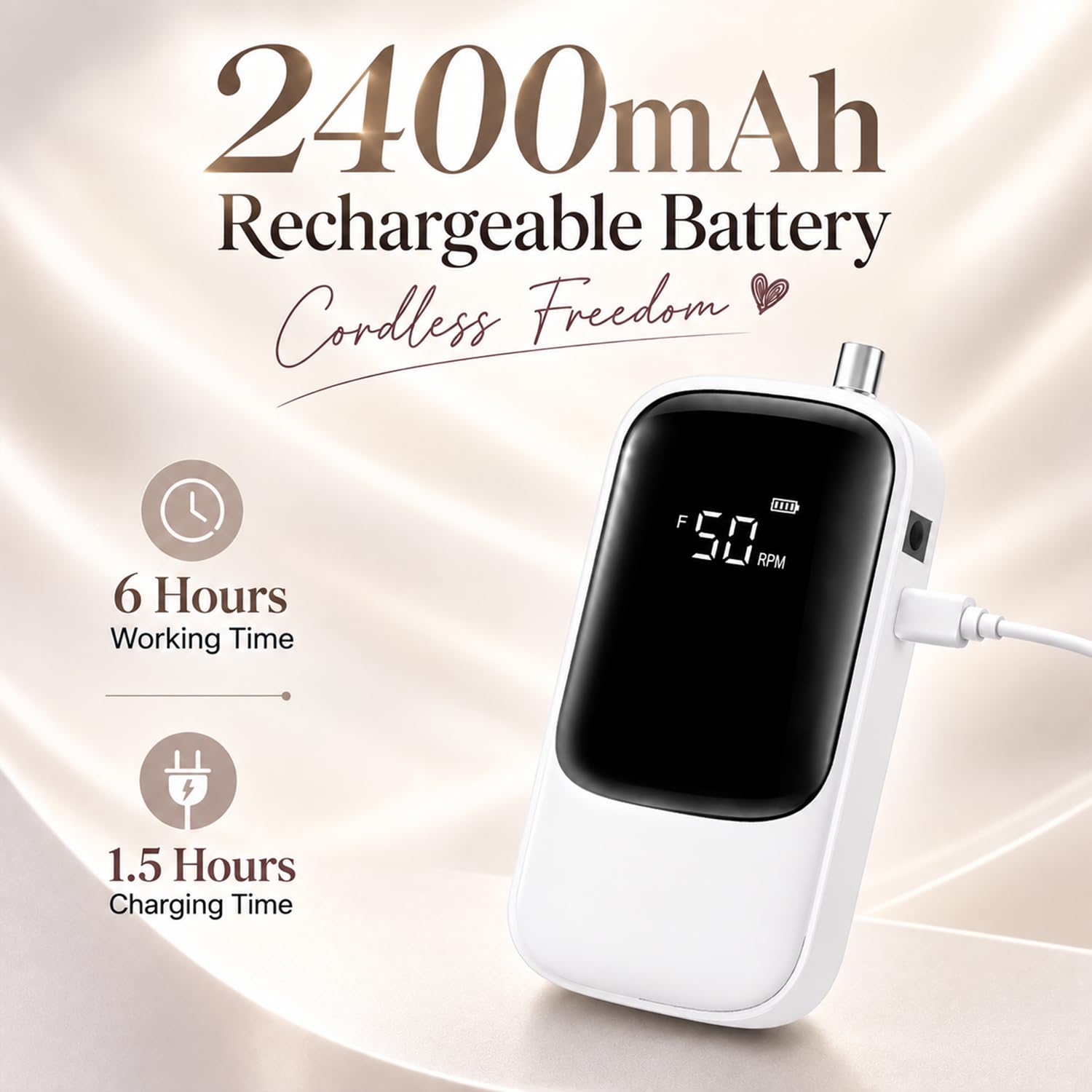 Wea&Hea Taladro eléctrico de uñas para principiantes, cuidado natural de