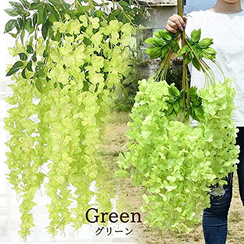 Amazon.co.jp: 12本入り 藤の花 造花 フェイクフラワー グリーン