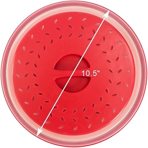 Miniatura 7 de Cubierta para placa de microondas redonda de 10.5 pulgadas con rejillas de ventilación de vapor, plegable, a prueba de salpicaduras, con mango de