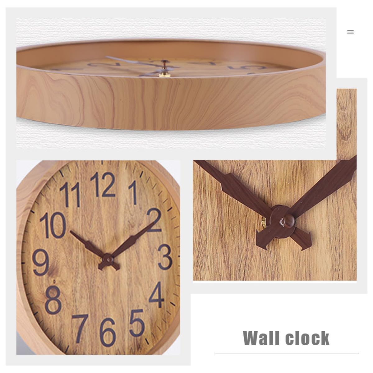 Lautlose Wanduhr mit Holzmaserung 12 Zoll für Wohnzimmer