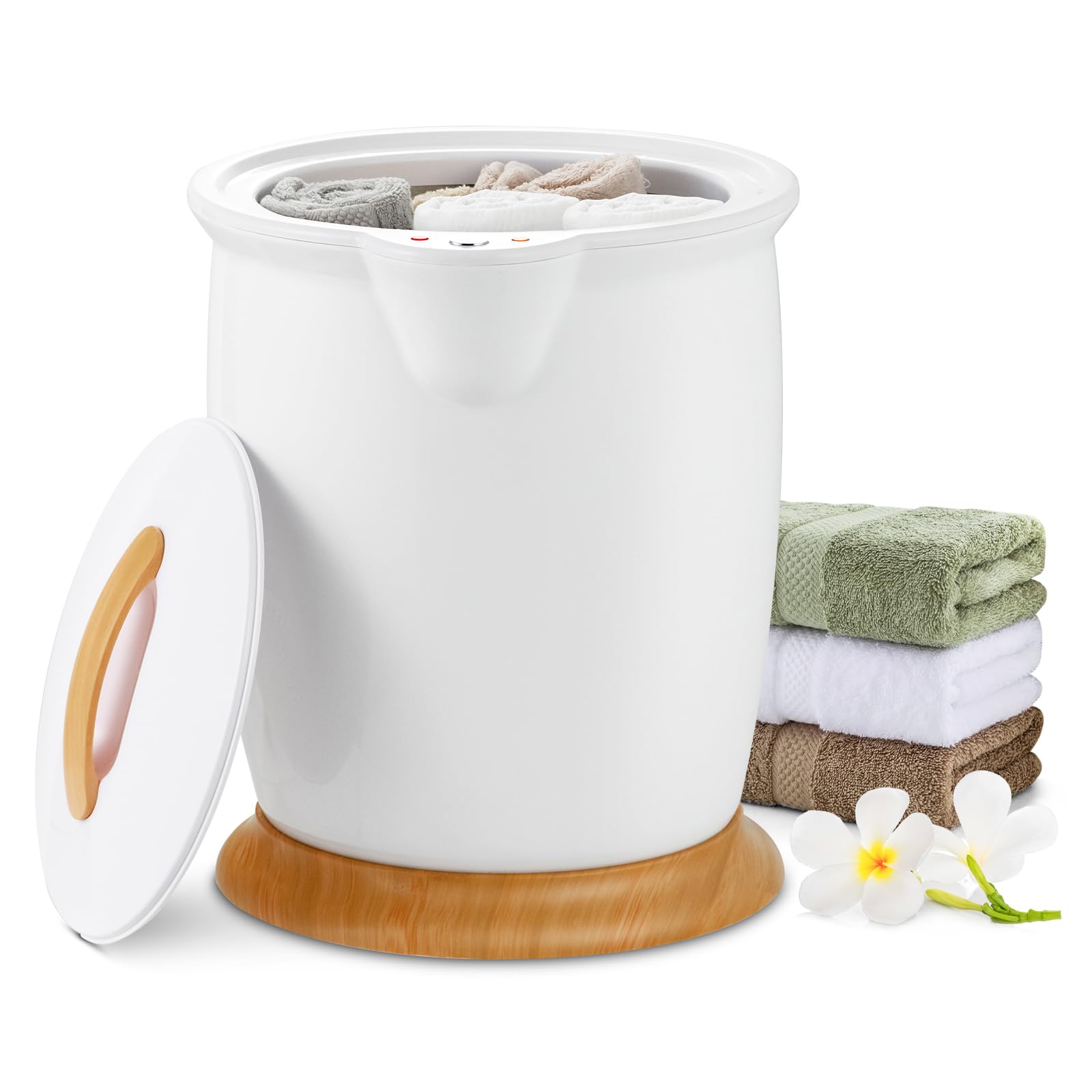 WELLHUT Towel Warmer Bucket Towel Warmers for Bathroom with Fragrance Holder, Luxury Spa Hot Towel Warmer, Towel Heater, Auto Shut Off, Holds Two 40