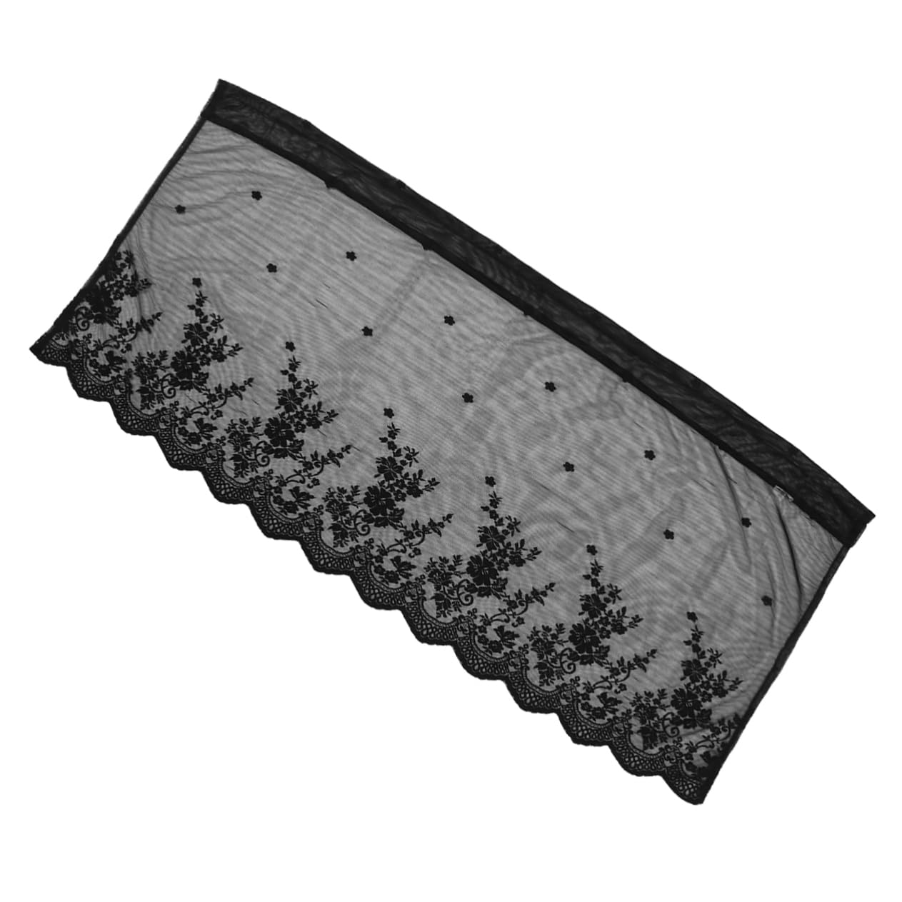 Cortina corta de encaje negro para cocina, filtro de luz elegante TOPBATHY
