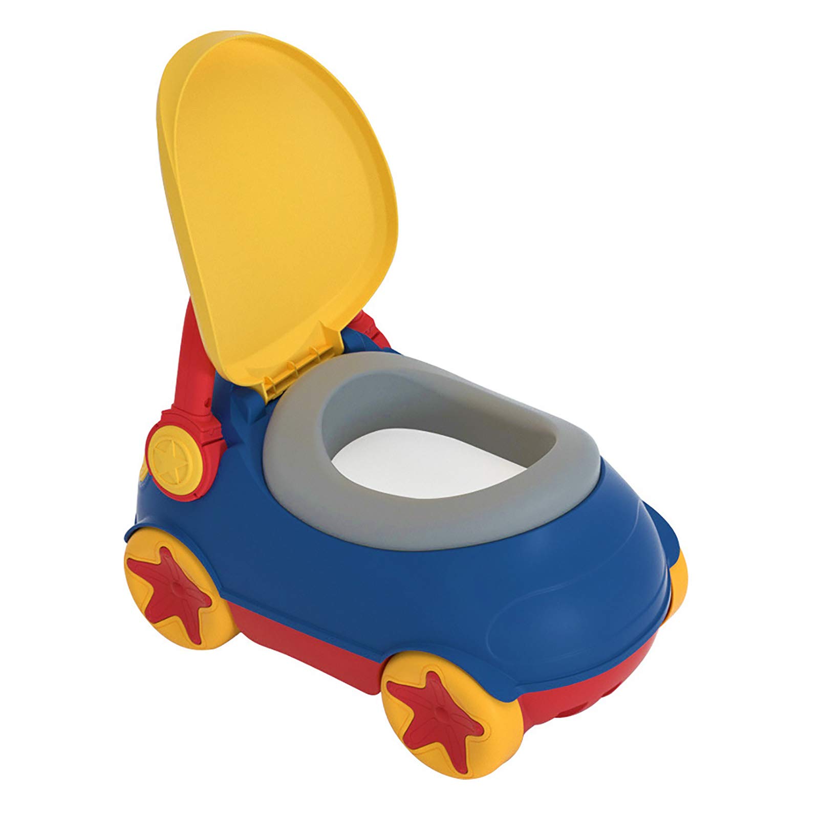 WC per Auto per Bambini, vasino Fisso con Piedini Antiscivolo, Cuscino paraspruzzi Schienale Alto, con vasino Interno Rimovibile con Coperchio