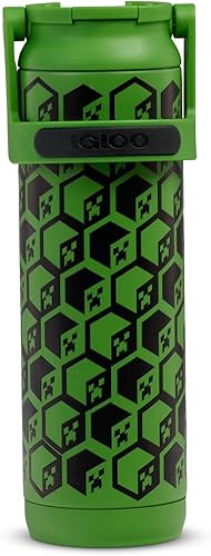 Miniatura 4 de Igloo MineCraft Creeper - Sipper Sipper de 20 onzas que brilla en la oscuridad, lata de hidratación de acero inoxidable con tapa y popote, botella