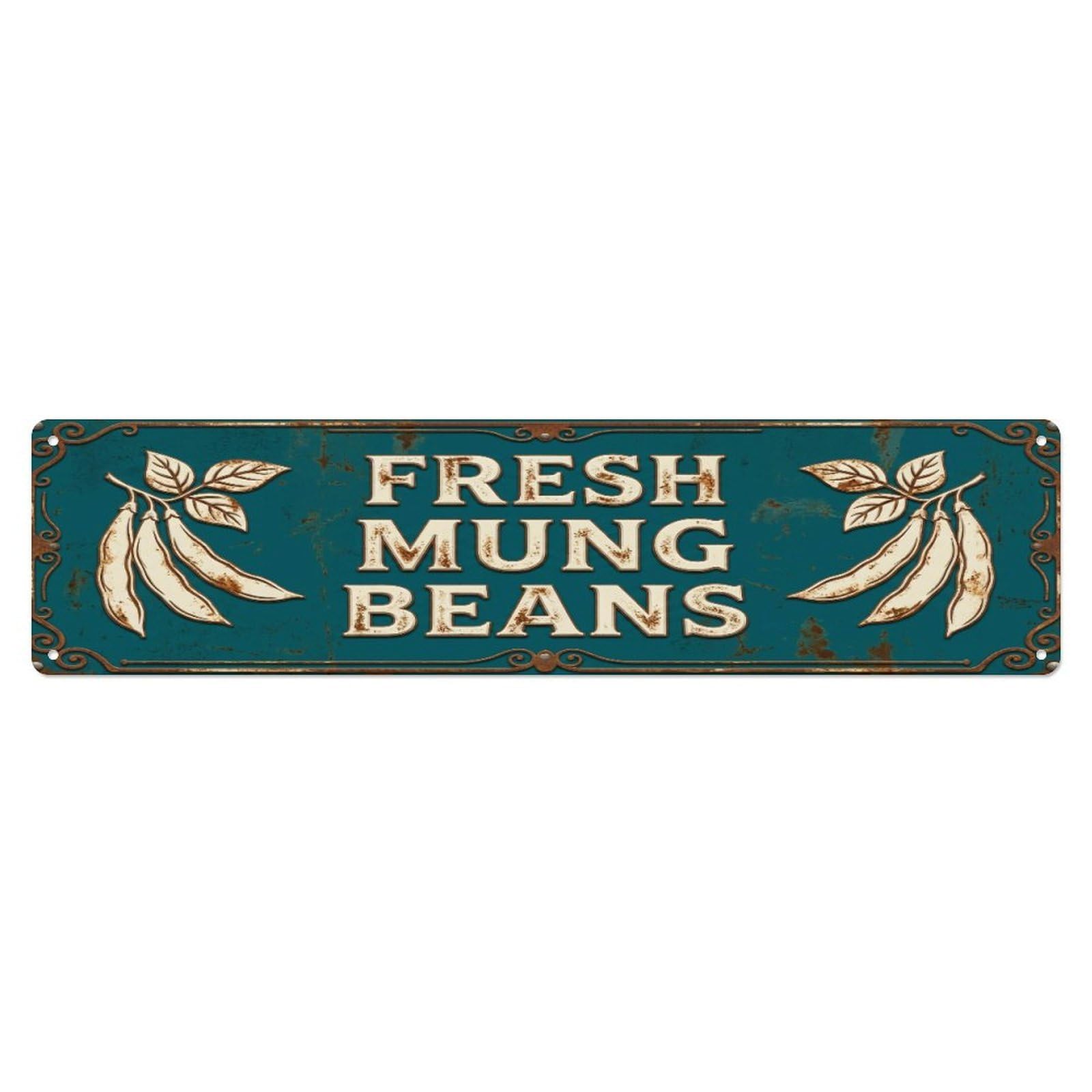 Metal Tin Sign FRESH MUNG BEANS Vintage Legume Rustic Farmhouse