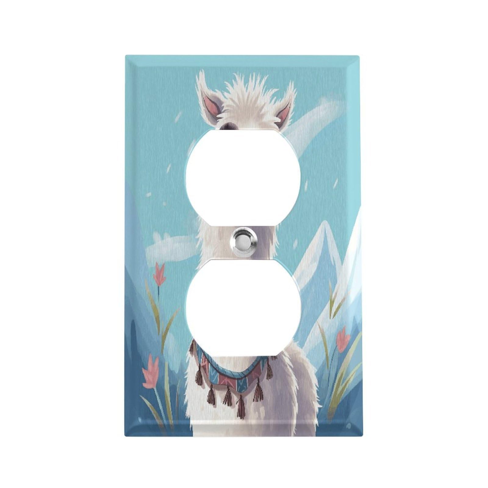 Vstadank Style Llama Wall Plate Stainless Steel Electrical Outlet Cover Decorative Switch Plates Electric Receptacle Plug Cover Wallplate Duplex Wall Plates 4.5" X 2.8"