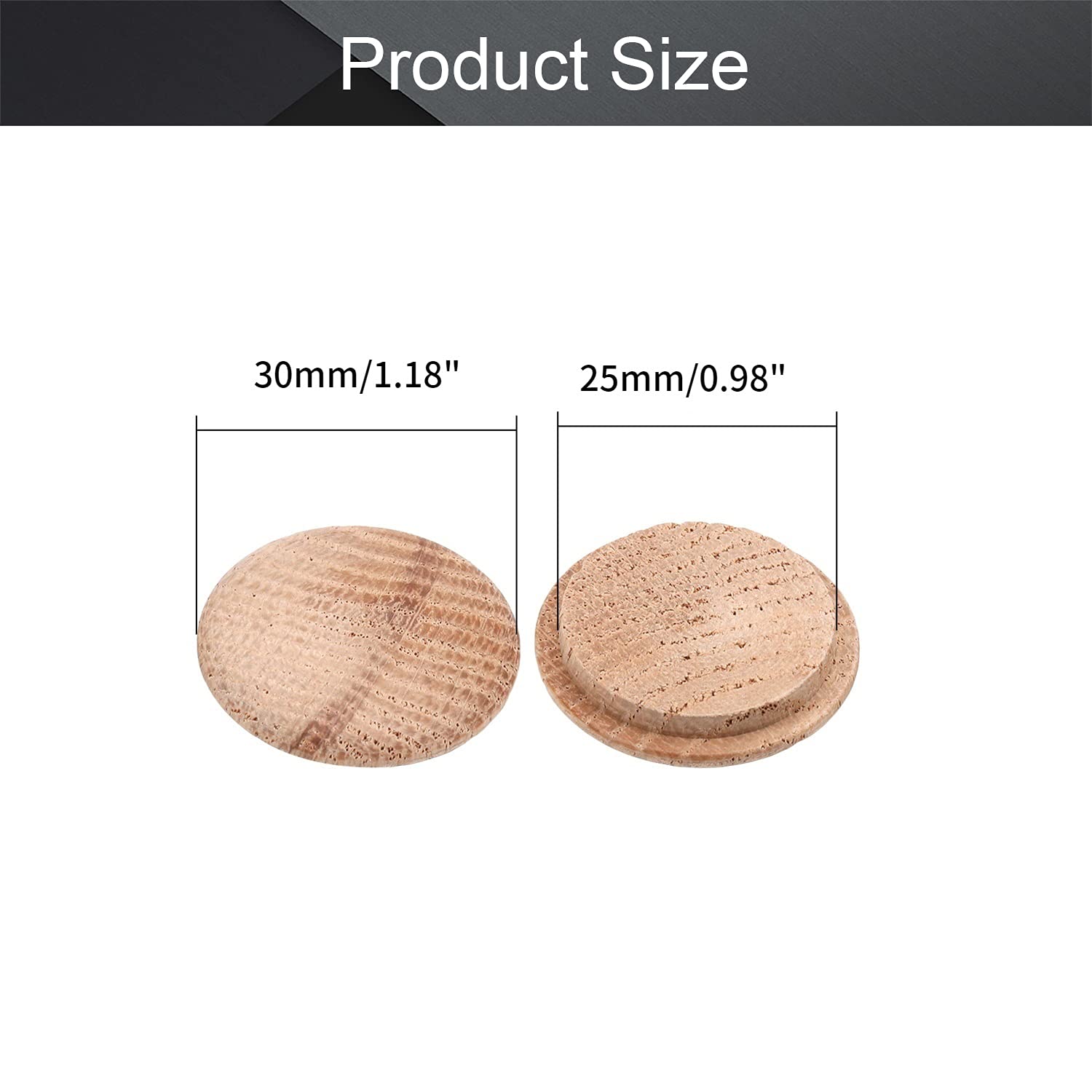 MroMax 5 Tapones Redondos De Madera De 1 Pulgada De Diámetro