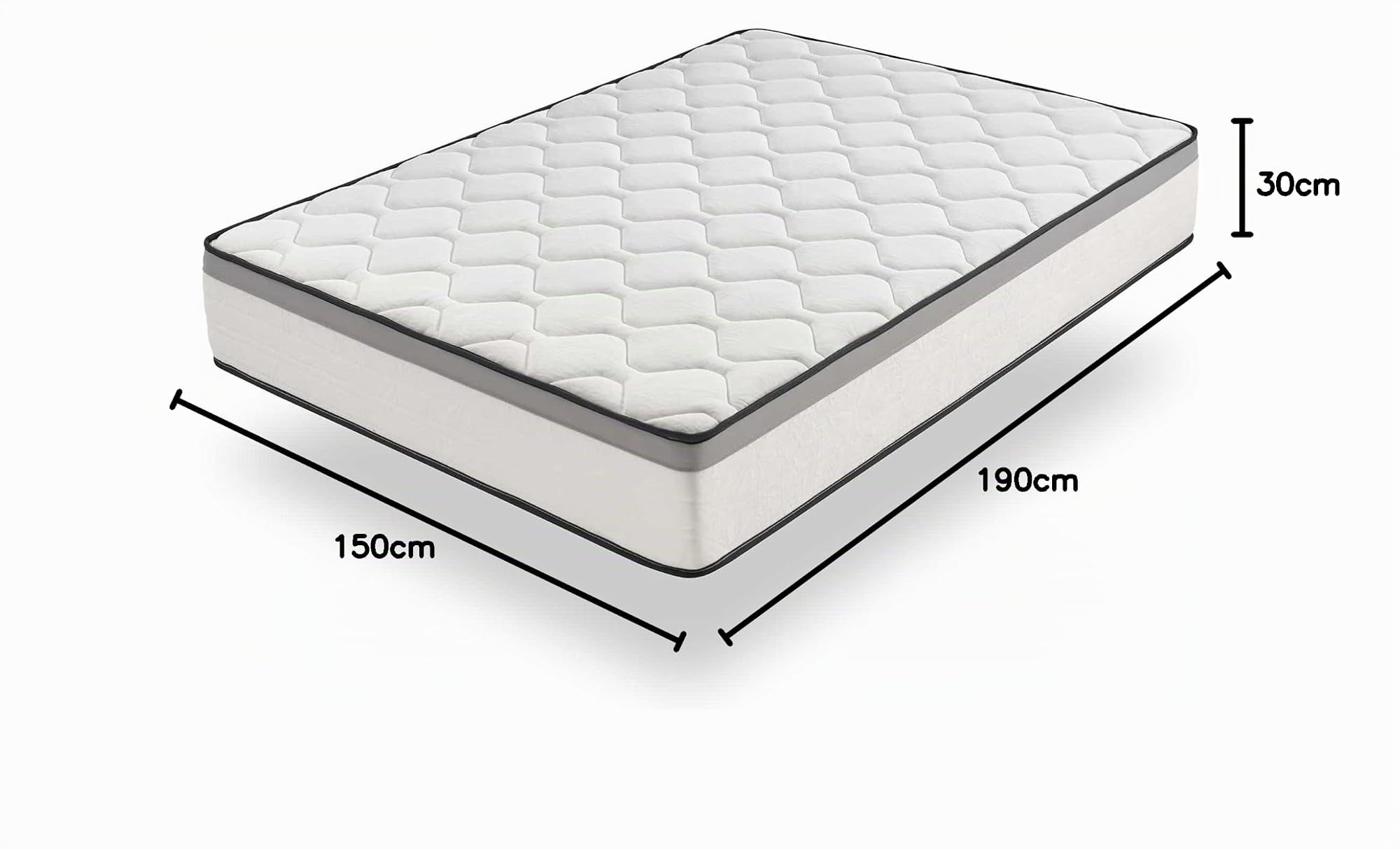 Moonia - Colchón Viscoelástico 150X190CM - Cama de Matrimonio - Colchón de Alta Durabilidad - Colchón Antiacaros - Grosor +/- 30 cm - Modelo Premium Hotel Edition