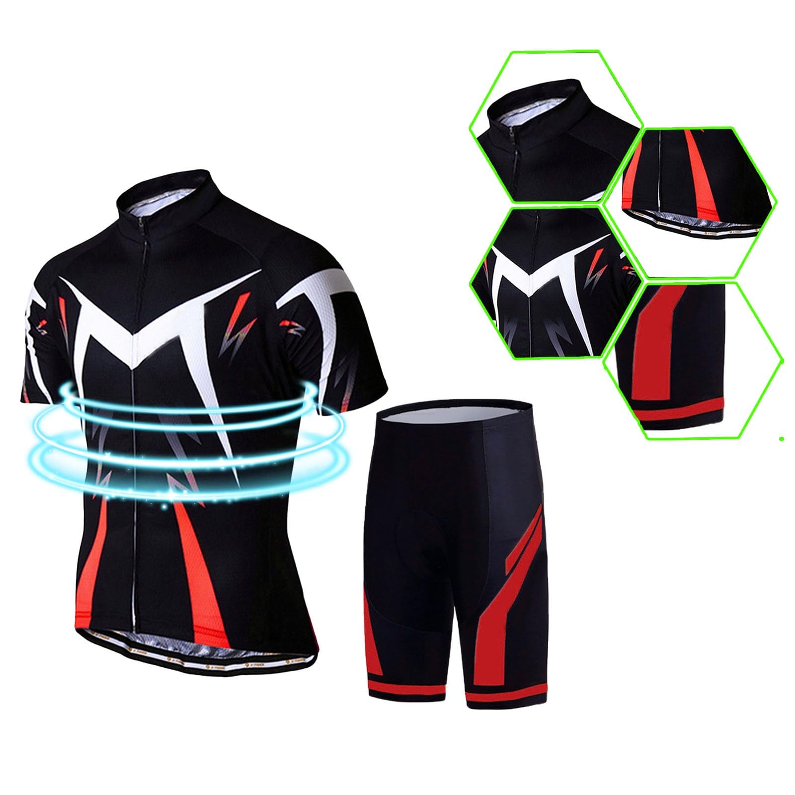 Maglia da ciclismo da uomo, a maniche corte, estiva, elastica, per ciclismo, abbigliamento da ciclismo, maglietta da uomo, traspirante, in jersey, per ciclismo, attività all'aperto