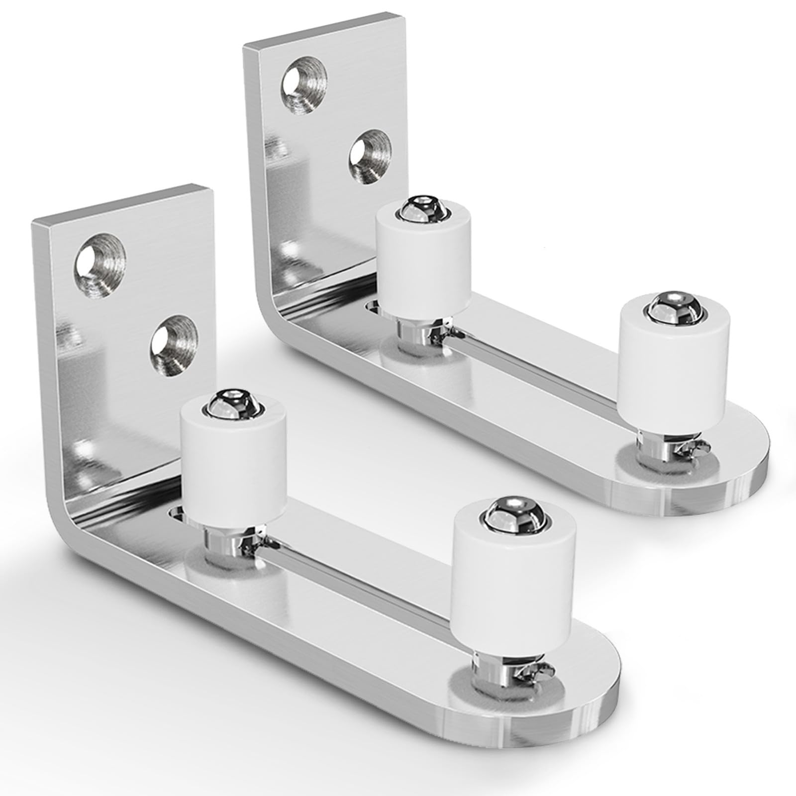 EaseLife Sliding Barn Door Bottom Floor Guide,Ball Bearings Adjustable Stay Roller,Wall Mount System,Flush Flat Bottom Design,2 Assemble Setup Options,Fit All Size Door,Brushed Chrome,2 Pack