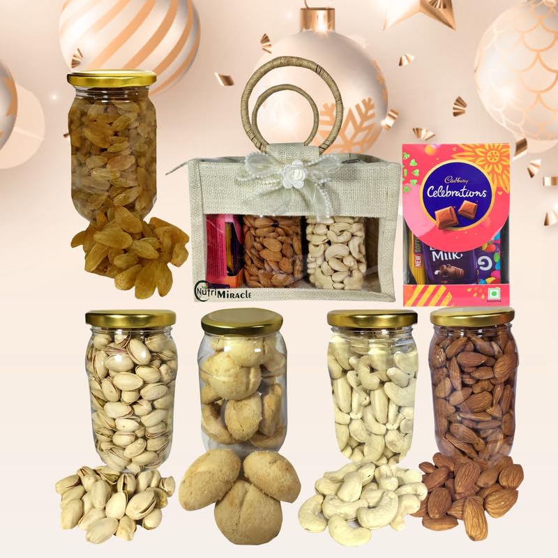 Image of NUTRI MIRACLE Christmas Gift Pack | Dry Fruits Box for Employees, Relatives and Guests