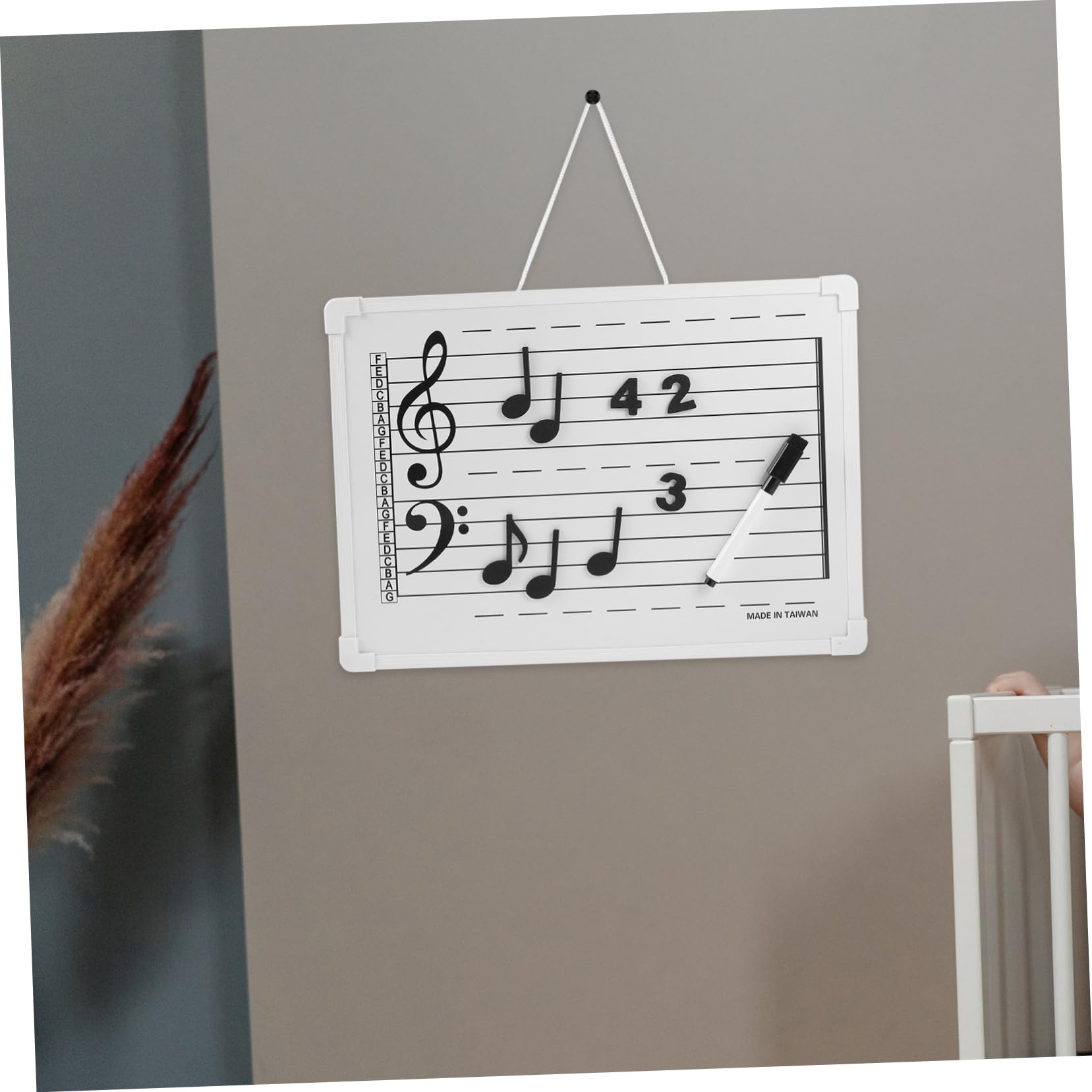 Tableau Blanc Effaçable à Sec pour L'apprentissage du Solfège, avec Autocollants de Notes, Plastique Léger, Réutilisable, École et Maison