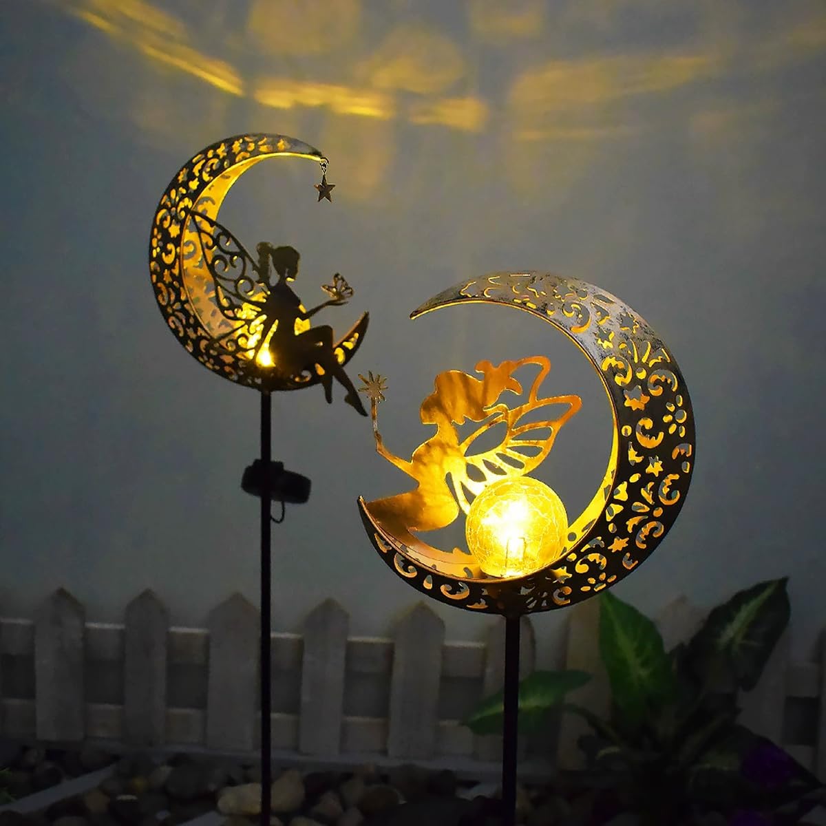 Ieron Outdoor Solar Light Moon Flower Fairy Insertion Solar Light With Ground Nail Suitable For Terrace Balcony Stake Diameter Lawn And Outdoor Garden Decoration 1pcs - Image 2