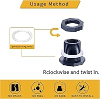 Vista 5 de 10 conectores de mamparo de PVC de 3/4 pulgadas, conector de agua de doble rosca, adaptador de mamparo con enchufes para barriles de lluvia