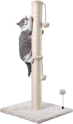 MECOOL 34” Tall Cat Scratching Post Premium Basics Kitten Scratcher Sisal Scratch Posts Trees with Hanging Ball for Indoor...