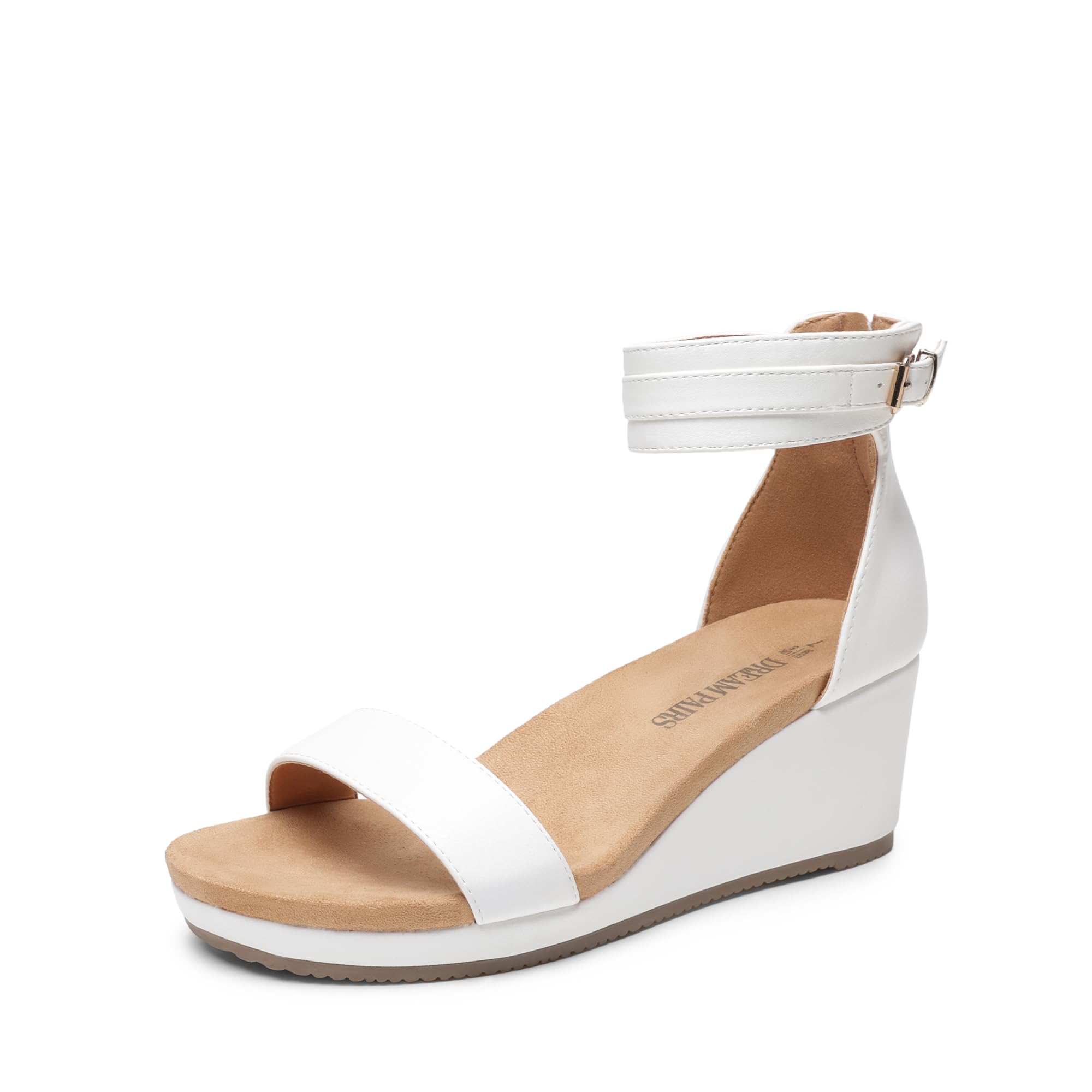 DREAM PAIRS Women's Open Toe Buckle Ankle Strap Platform Wedge Sandals Summer Shoes.