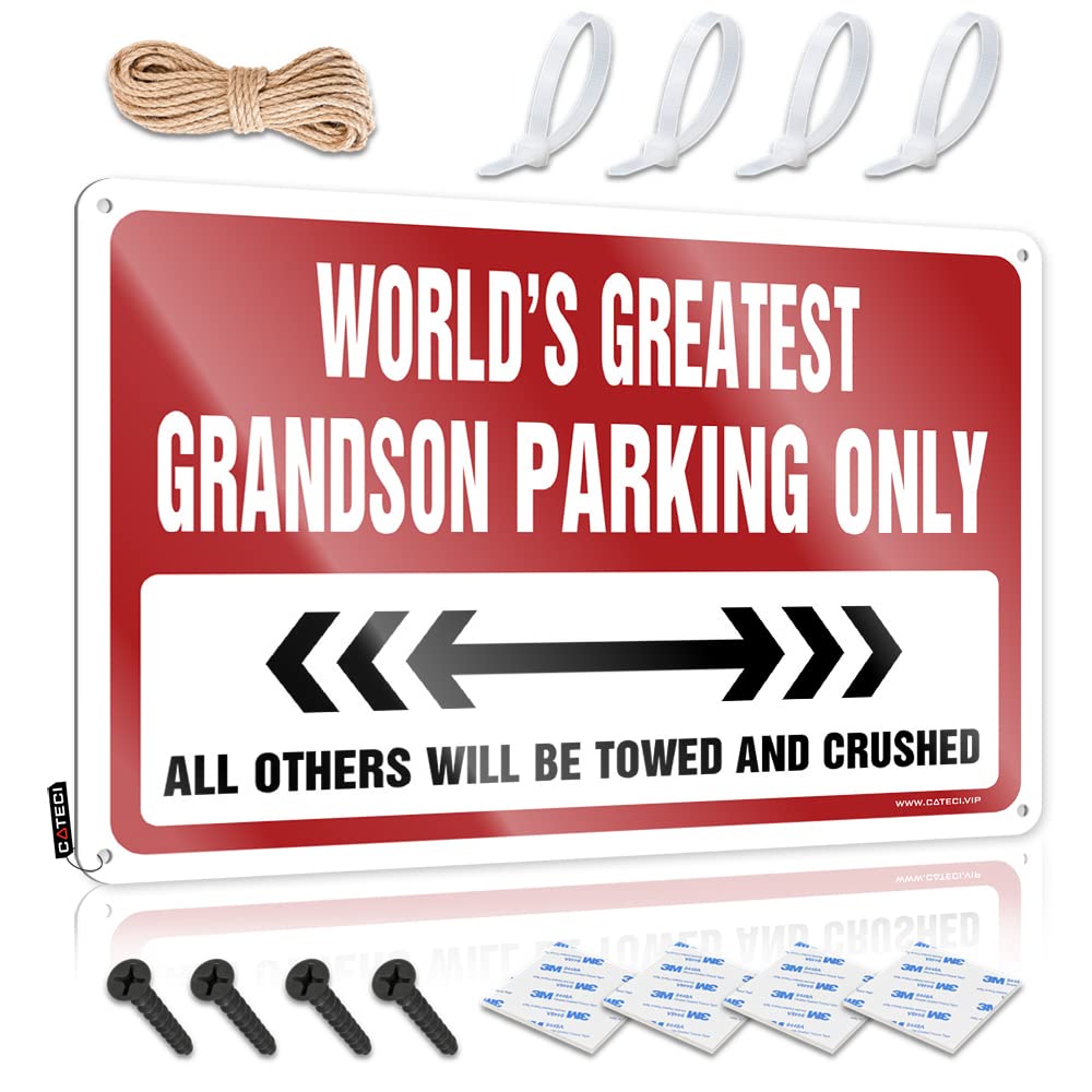 Tin Metal Decor Funny Bar Decor Wall Art - World's Greatest Grandson Parking Only Designer Cool Retro Style Decoration For Bar(30X40CM)