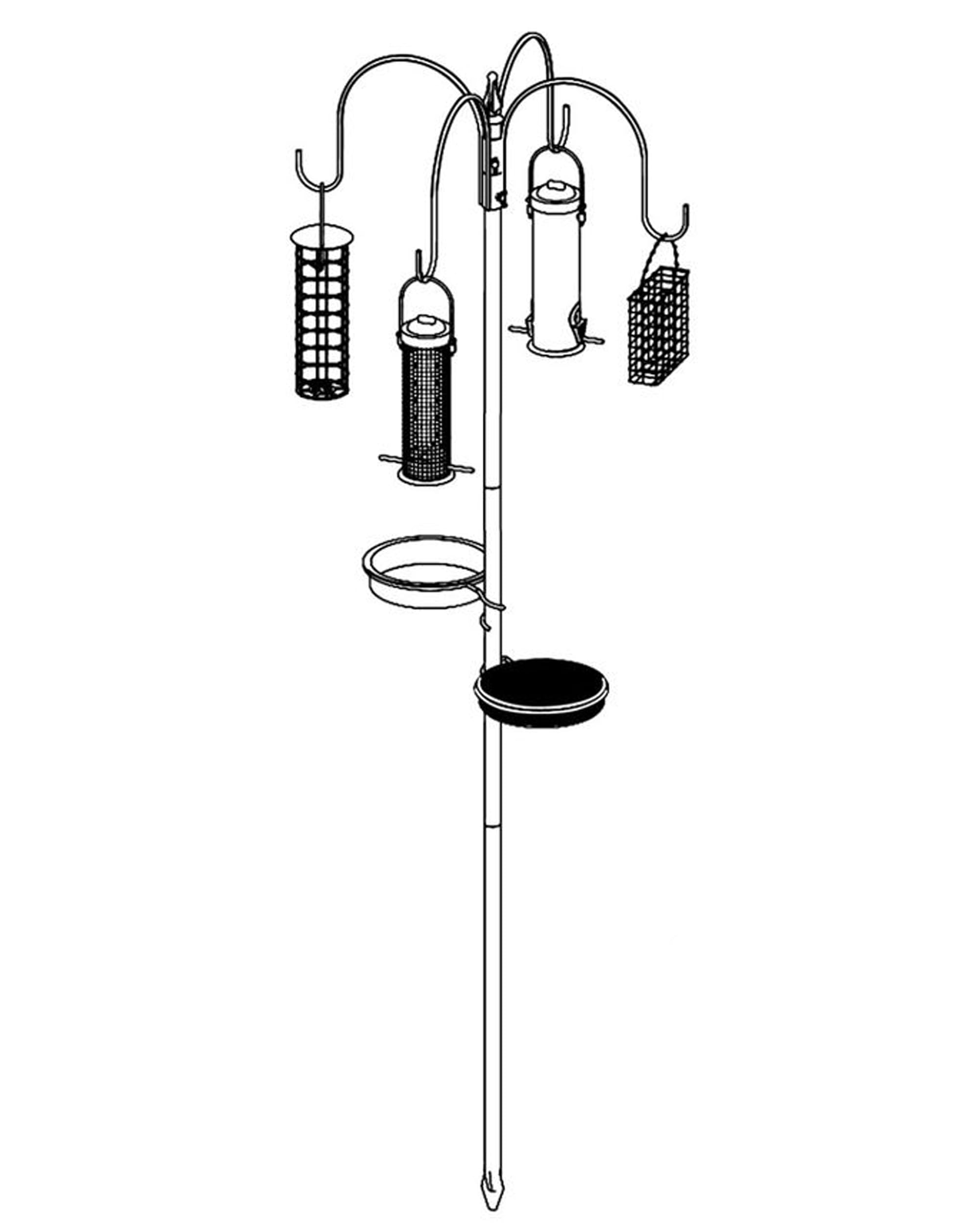 DIVCHI Bird Feeders Hanging Station With 2 Dishes Feeder Pole, Feeding Station, Metal Bird Feeder Stand, Feeders For Small Birds Garden Decorations (Only Station, Feeder Not Included) — view 13