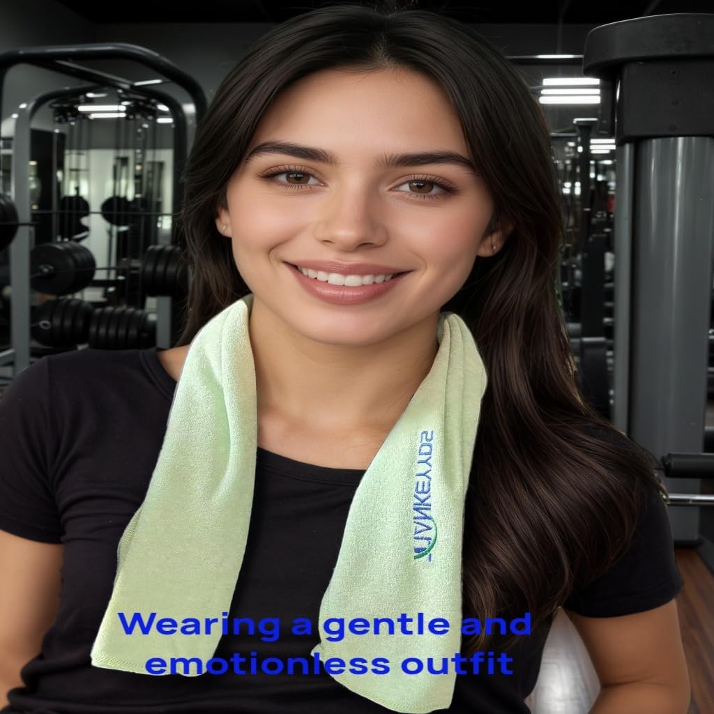 yxgjmygs スポーツタオル、ライトグリーンとピンク色、サイズ:33 x 16インチ。タオルセット、汗用スポーツタオル、浴室用タ