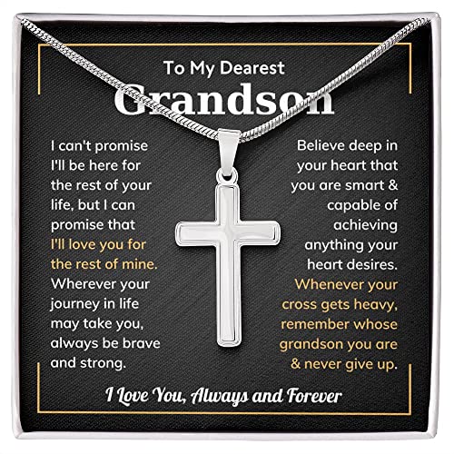 Cross Grandson Necklace From Meme, Grandson Gifts From Grandma, Grandson Gifts From Grandparents, Nana And Grandson Gifts, Graduation Gifts For Grandson, Chain Gift for Men