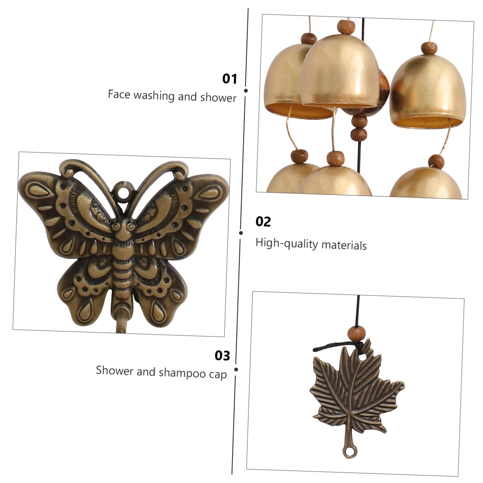 ibasenice Lot De 2 Carillons Éoliens À Suspendre pour Sonnette Décoration De Remerciement DIY Décorations D'Extérieur Style Rétro en Plastique Doré