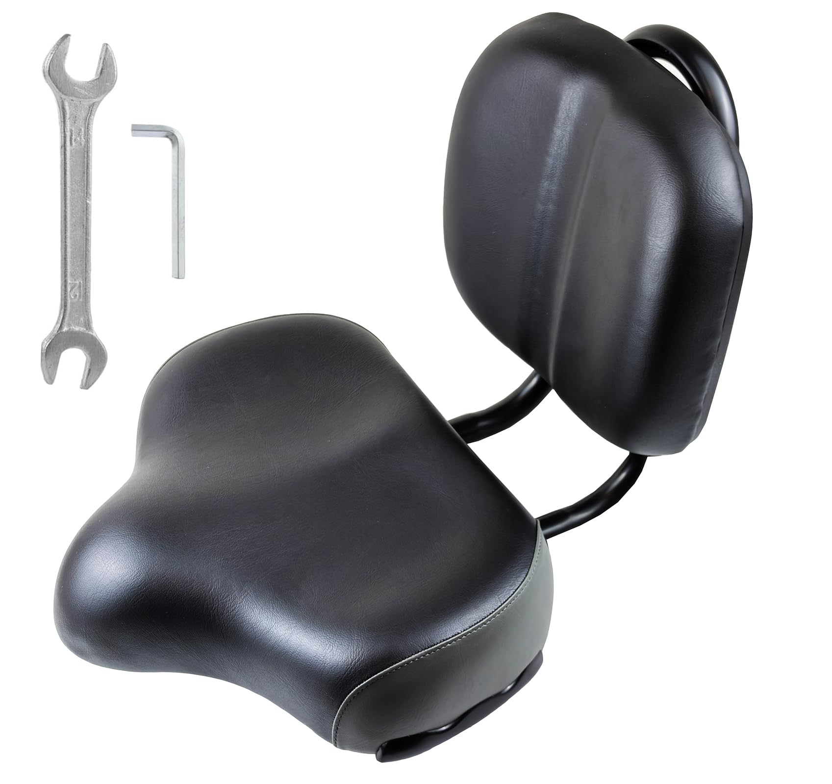 Wocaixy Oversized Bike Seat with Backrest Extra Comfort Wide Bicycle Saddle Replacement with Soft Memory Foam & Waterproof PU Cushion Universal Fit for Tricycle Mountain Bike Commuter Electric Bike