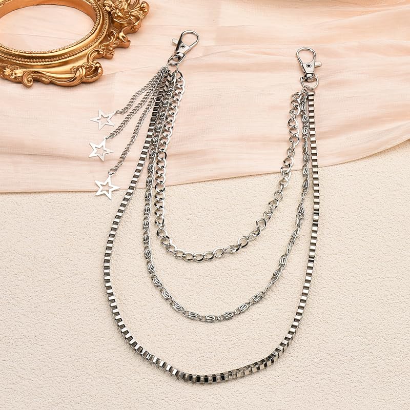 Kilener Jean Pants Chain Y2k Star Waist Chain Goth Multi Layer Chain Belts for Women Men Trousers Skirt Chain Pocket Chain Punk Waist Chain Belt Hip Hop Body Accessories for Women4
