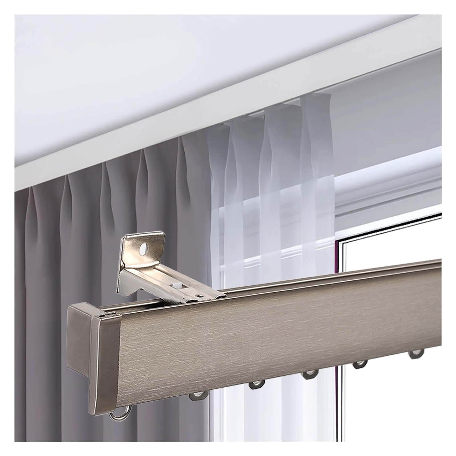 Aluminum Alloy Curtain Pelmet Panel with Track, Extra Long Window Cornice Box Decorative, Wall Mounting Blackout Valance Frame(White,106.3in/270cm)