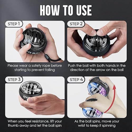 Miniatura 5 de 2026 Nuevo ejercitador de muñequera, bolas de muñeca de arranque automático, bola de muñeca, resistencia ajustable, dispositivos de fortalecimiento