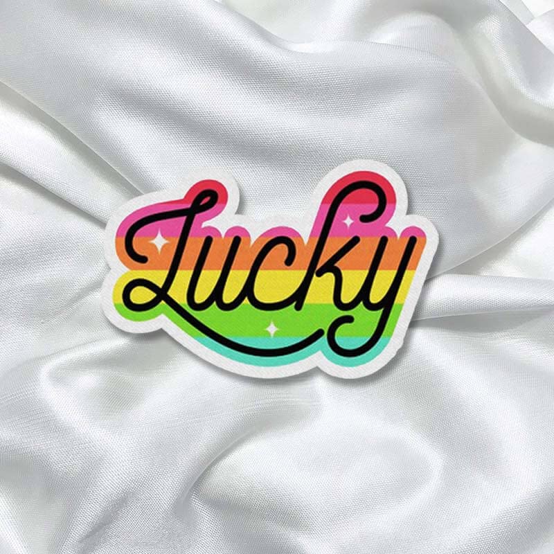 Lucky Slogan Quote Fashion Printed Iron On Patch for T-Shirts, Bags, Jeans