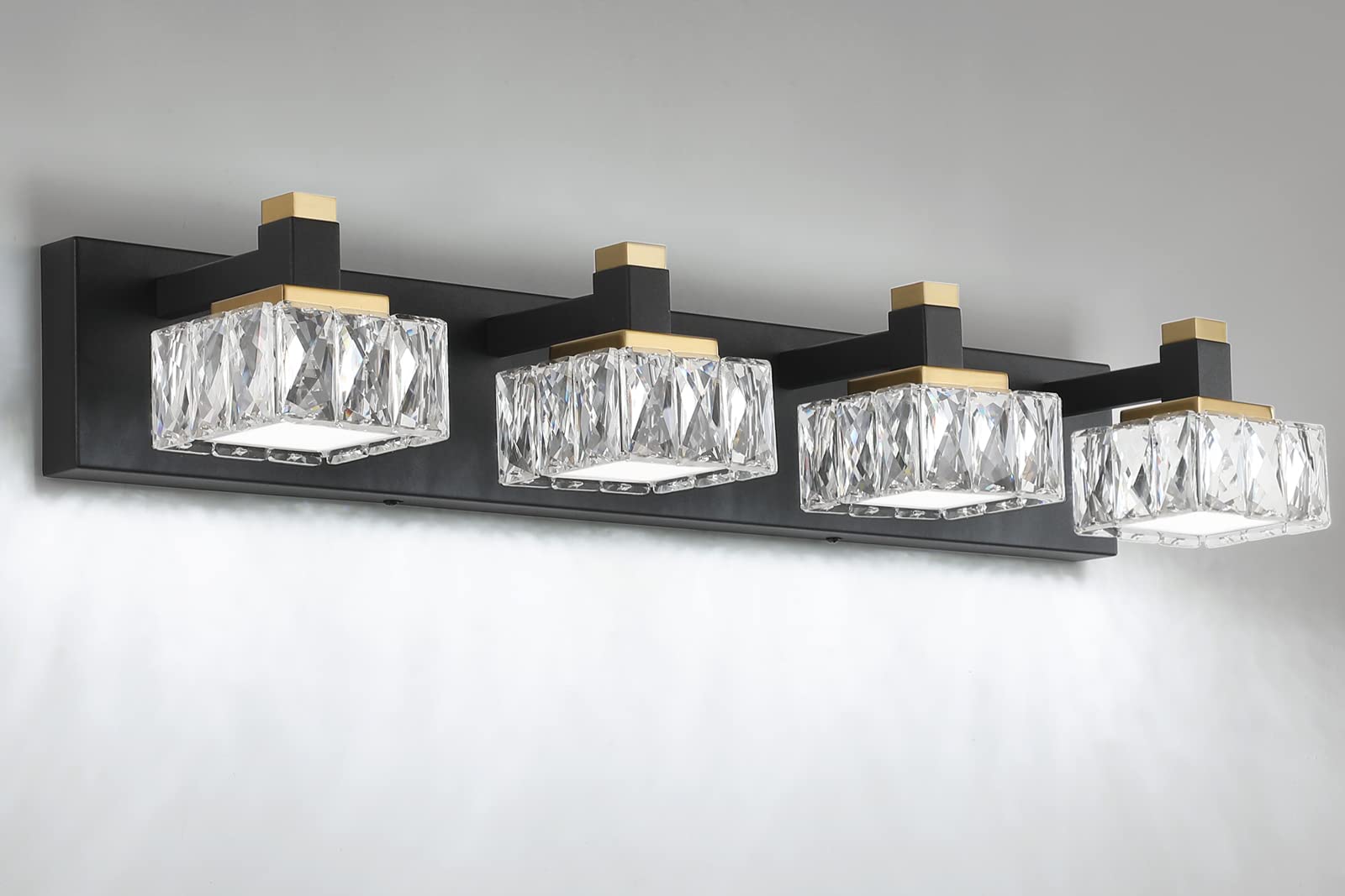 BrkNit 4 Lights Black Gold Bathroom Vanity Lights Fixtures Over Mirror
