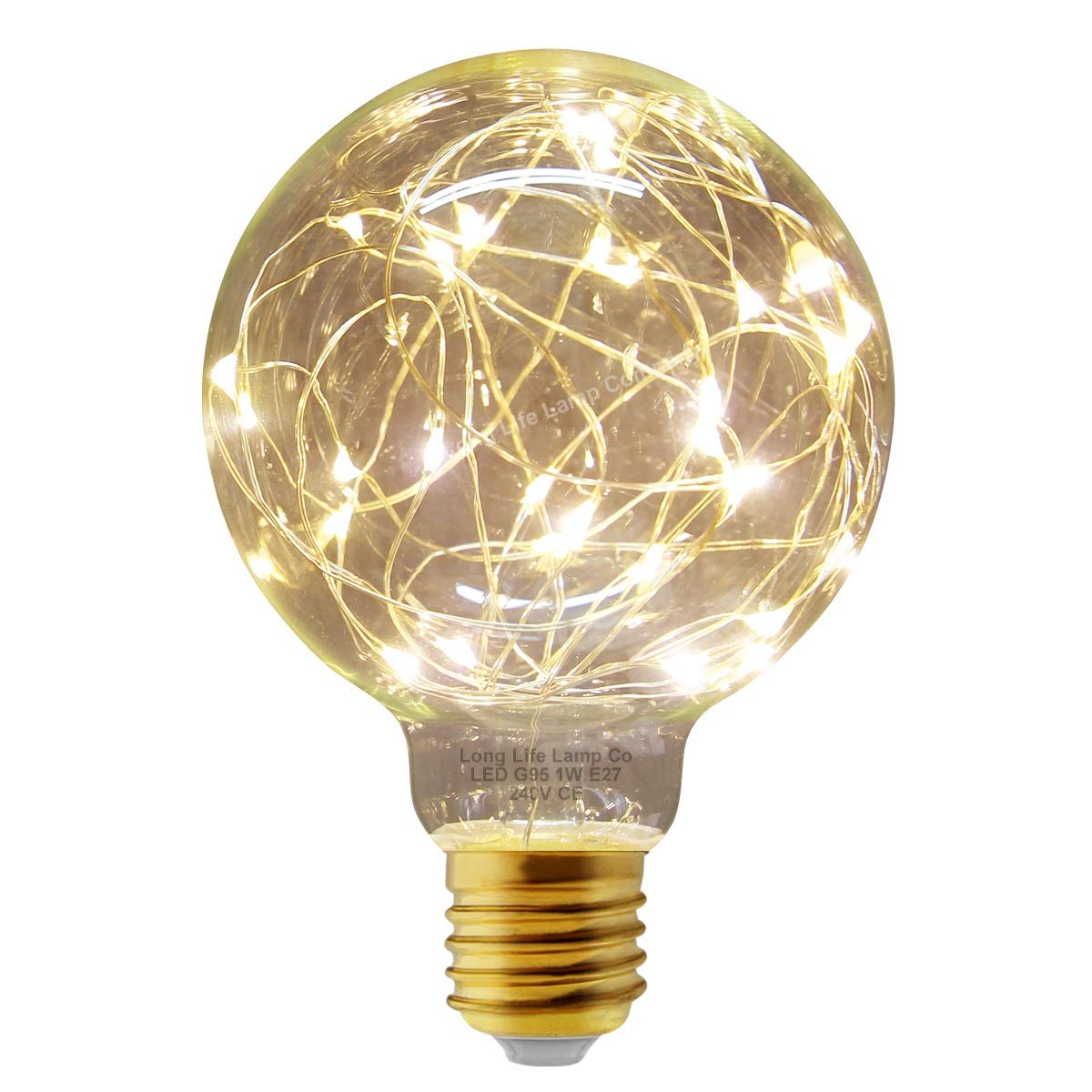 Long Life Lamp Company Warm 1W G95 Globe Led Industrial Decorative Light Bulb Coloured Fairy String Filament E27 (Warm)