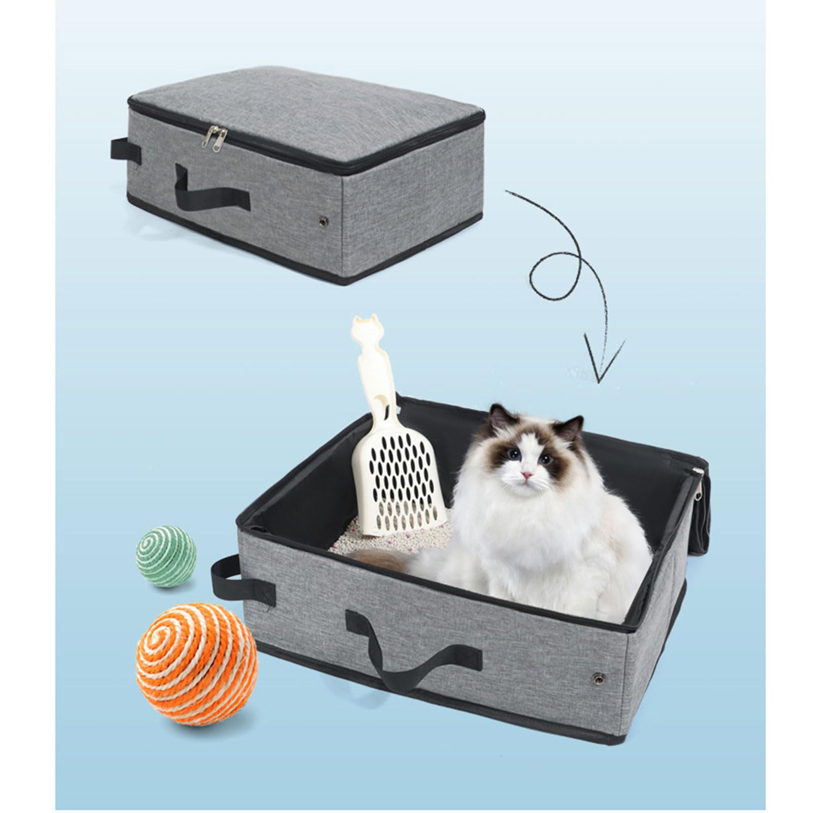 Puummpru Foldable Cat Litter Tray, Leak-Proof Portable Litter Box with Lid - Image 4