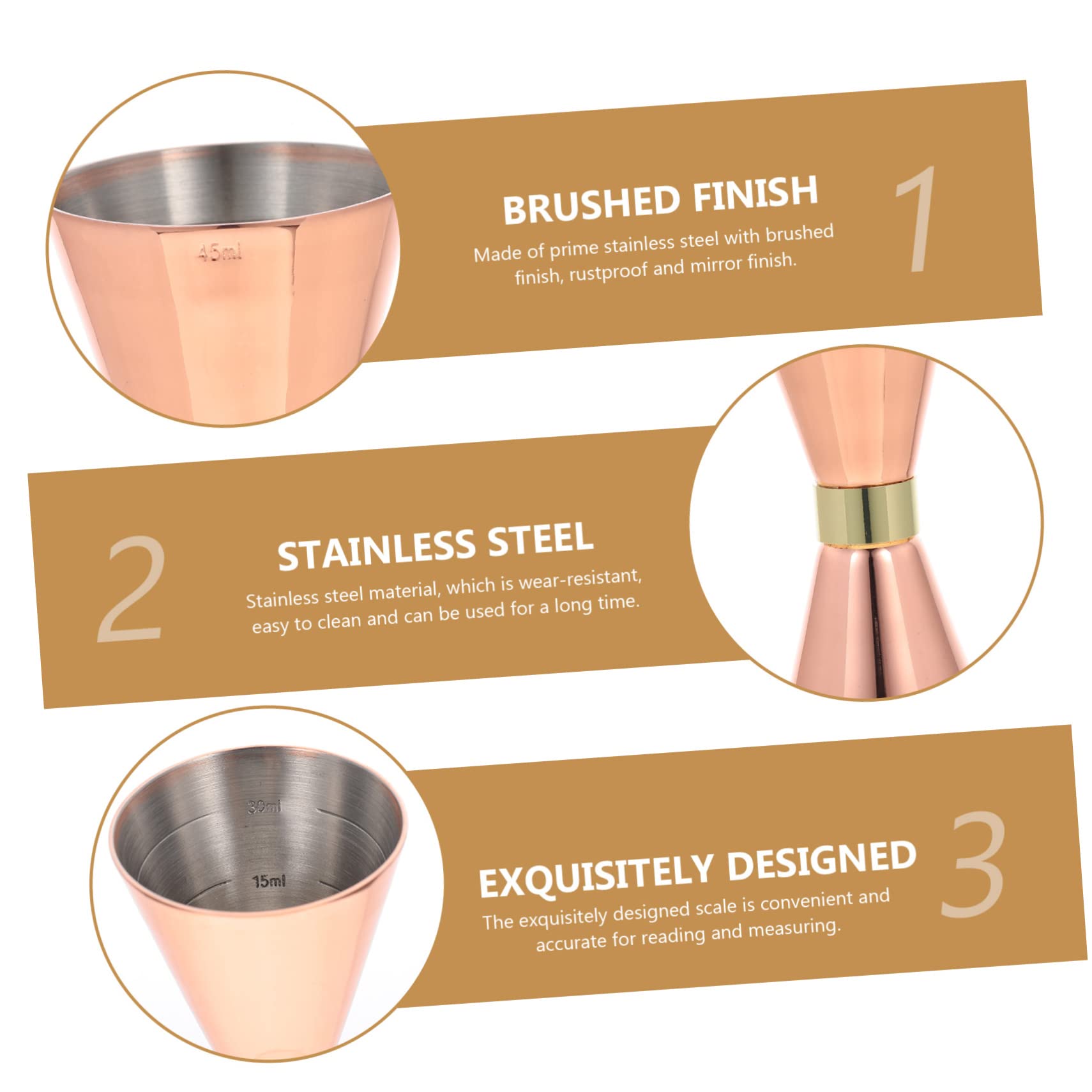 Cabilock Lot De 3 Doseurs À Cocktail En Acier Inoxydable Tasses De 1 Oz Tasses À Mesurer Pour Barman Double Tasse À Vin Pour Usage Domestique