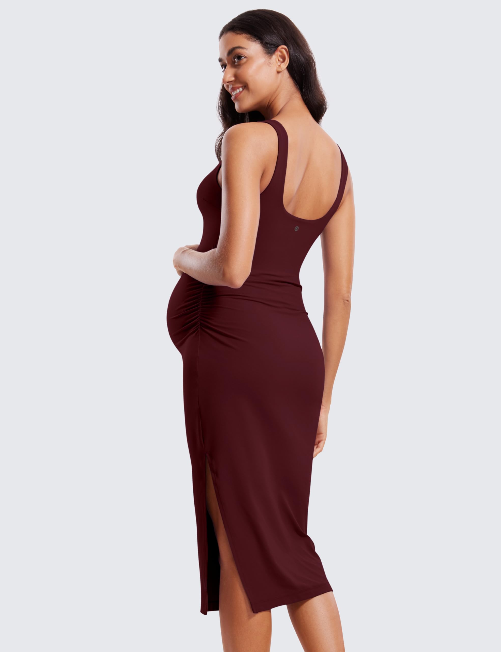 CRZ YOGA Donne Butterluxe Senza Maniche maternità Abbigliamento Dividere Increspato Gravidanza Abito