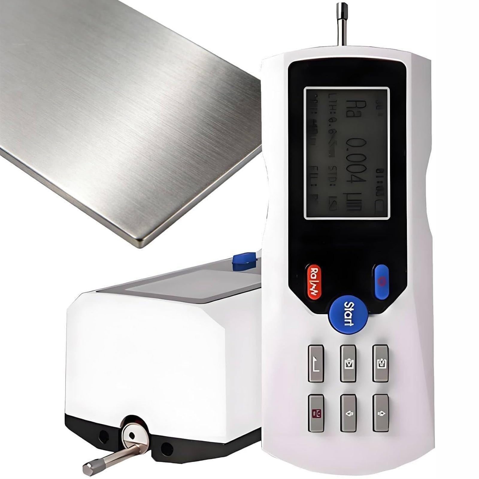 JIADUOFU Portable digital sur-face roughness tester, handheld digital profilometer with lcd display, diamond probe, measuring range 160μm, precision 0.001μm, for metal sur-face White