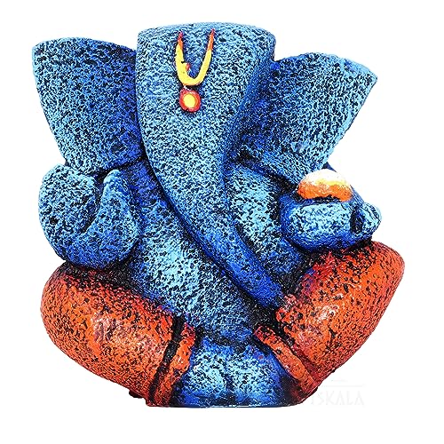 Ganesha Idol Shree Gajanand Ganpati Murti 6 inch Vinayak Poly Fibre Resin Statue for Home Temple, Living Room Decor, Office Desk, Festival Gifts (Blue) — photo — 2 of 9