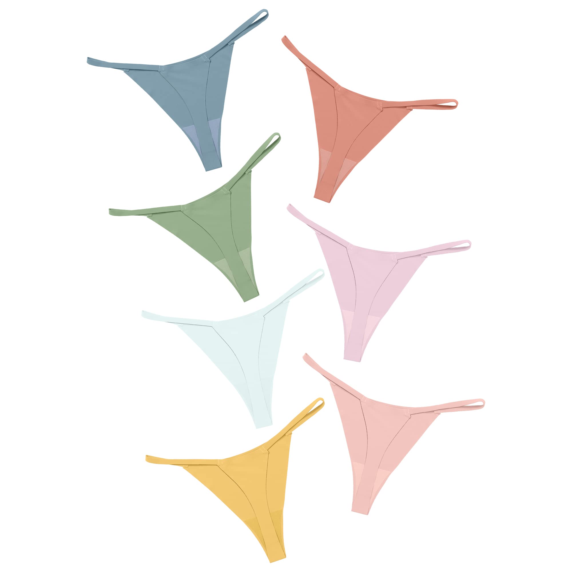 DEANGELMON Seamless G-string Thongs for Women - No Show Thong Underwear Low Rise Stretch Panties Workout Pack