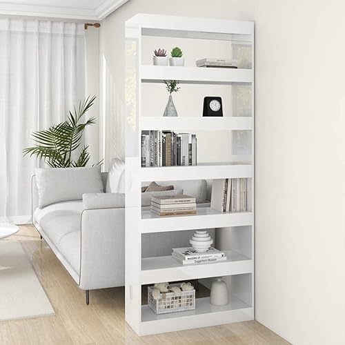 KTHLBRH Estantes de cocina, estantes de baño, estantes de libros, estantes de piso, gabinete de libros, divisor de habitación, blanco brillante,