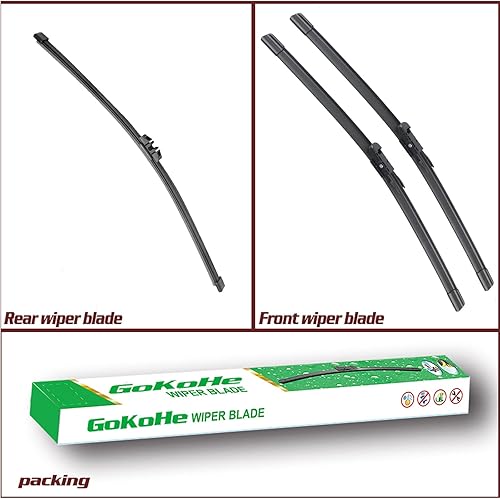 Miniatura 10 de GoKoHe Limpiaparabrisas delantero y trasero (paquete de 3 piezas) de repuesto para Hyundai Santa Fe 2007-2012 Mazda CX-5 2013-2016 de 24 pulgadas +
