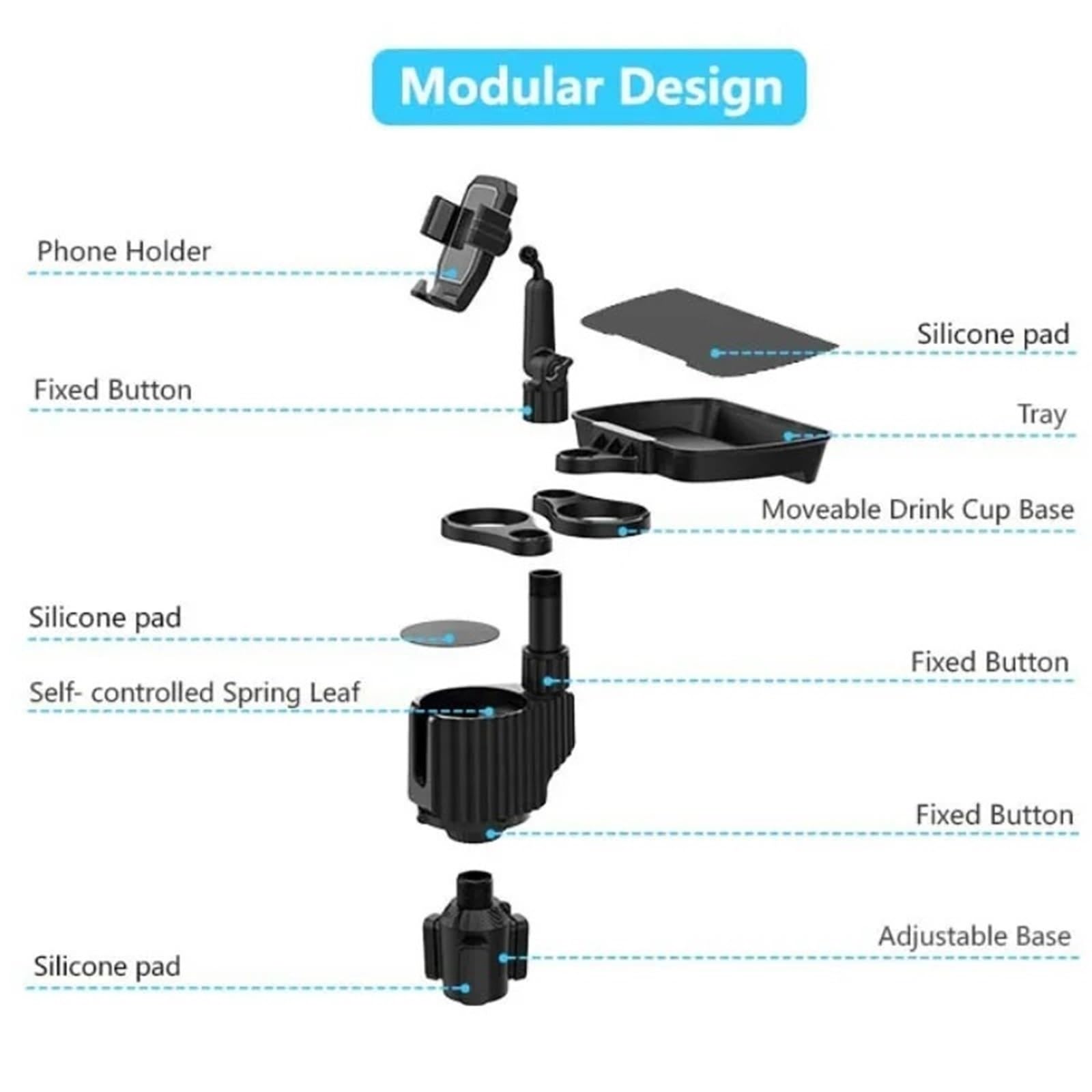 Soporte Auto Móvil Soporte para teléfono de Coche, Extensor de portavasos, Soporte para Botella de Bebida Ajustable Multifuncional, Soporte para Coche Desmontable Magnetic Phone Bracket