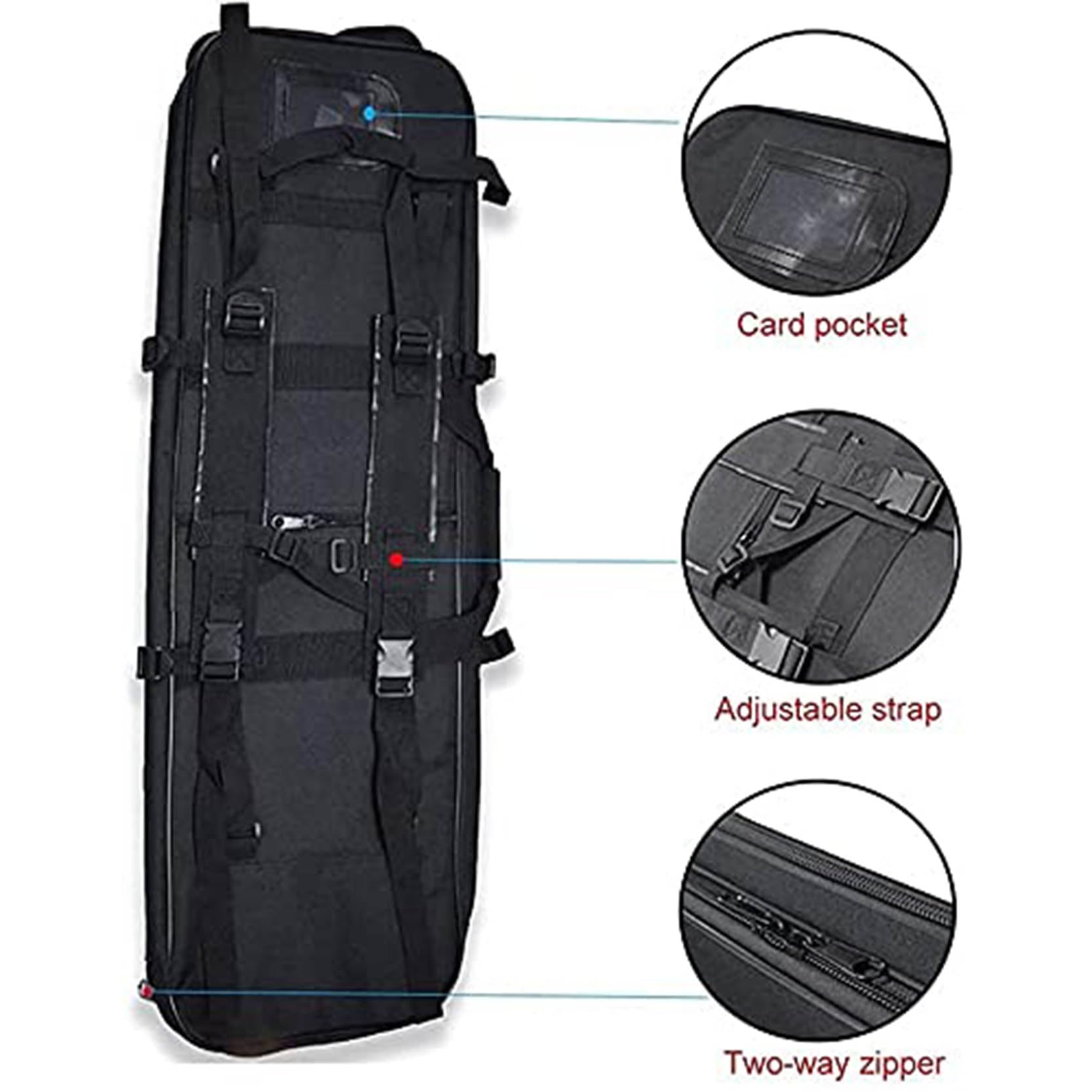 Bolsa para Doble Rifle, Táctica Funda para Arma, Acolchado con Correa de Hombro Bolsa de Transporte Vaina Bolso Táctico de Lona para Fusil Escopeta Larga para Caza Disparando, Negro