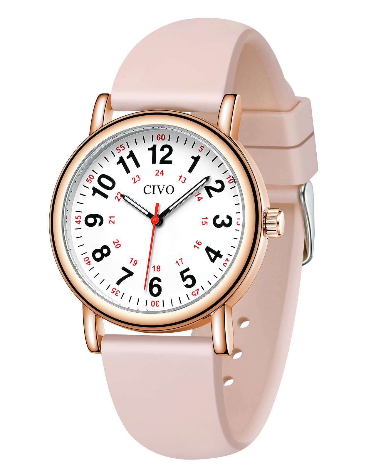 CIVO Reloj Enfermera Mujer Hombre: Impermeable con Esfera Fácil Lectura - Relojes de Pulsera Analógico Luminosa - Regalo per Estudiante de Medicina