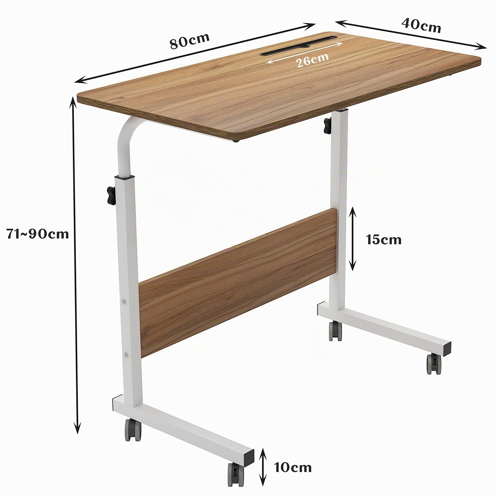 soges Mesas para Ordenador 80 x 40 cm Mesa Móvil de Ordenador Portatil con Ruedas, Sofá Mesa, Mesas de Centro