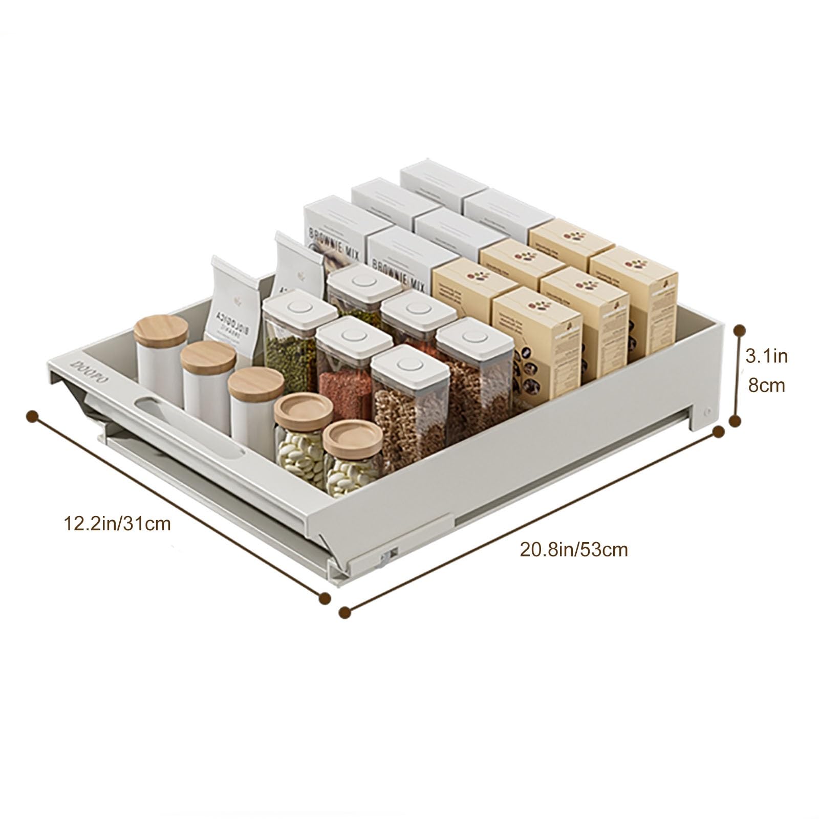 WZFPXIGWE Bathroom Under Sink Organizer, Pull Out Cabinet Organizer, Roll-Out Extendable Sliding Drawer, No Need Drill(53 * 31cm/20.8 * 12.2in)