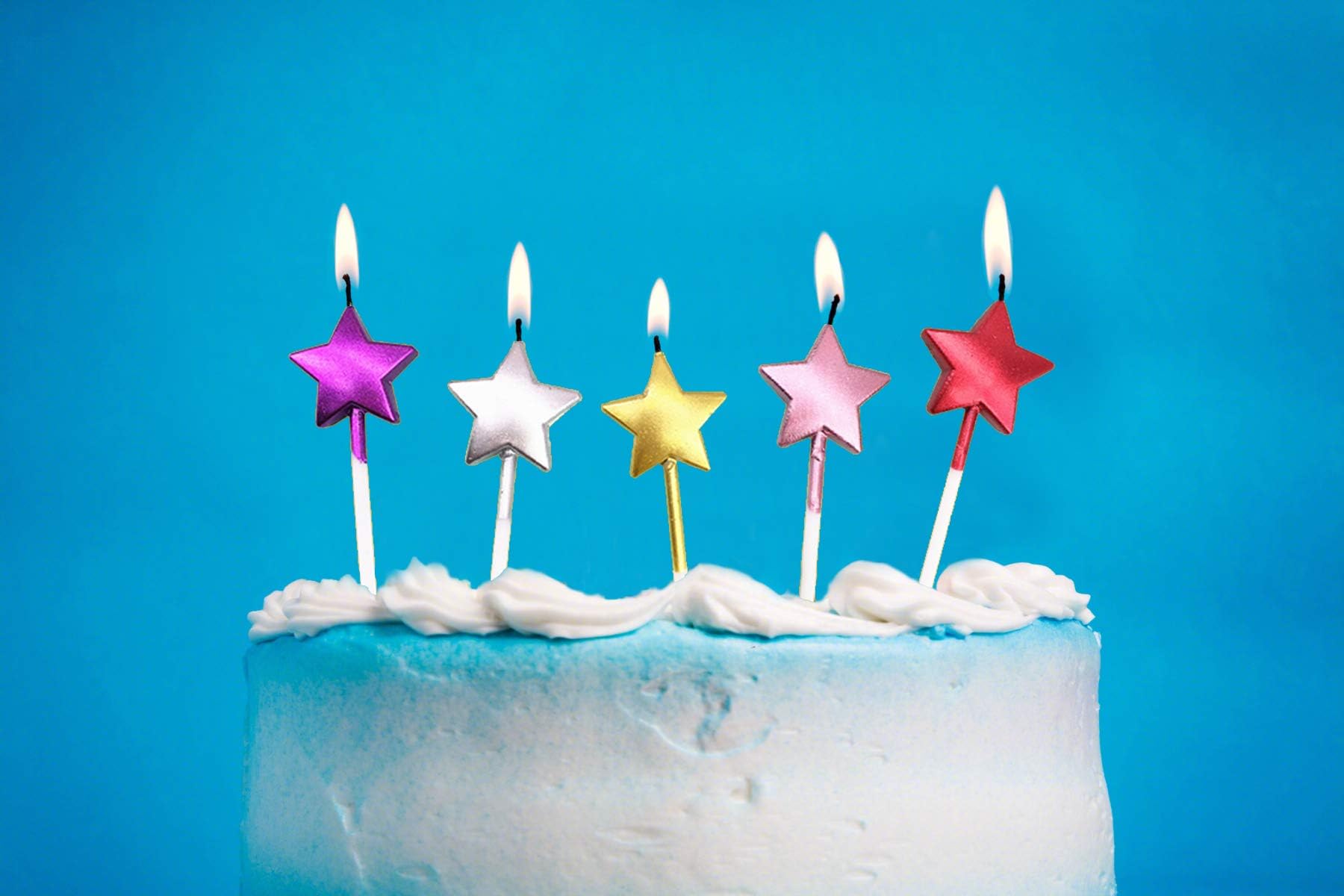 5 Candeline Di Compleanno A Forma Di Stella – Color Rosso Metallic – Per Torte E Decorazioni - 3